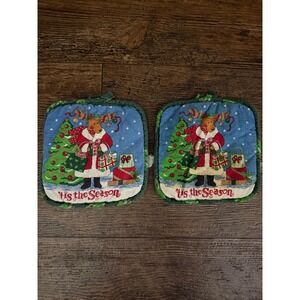 Christmas Potholders Moose 'Tis‎ the Season' Holiday Kitchen Decor Set of 2